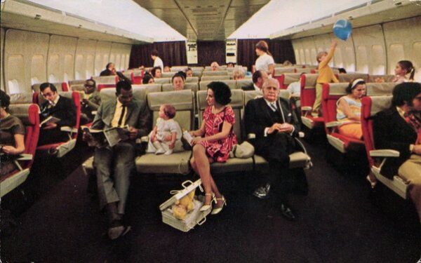 Reclaim,Pan Am Economy Class,1960s airline experience,In-flight dining,First Class amenities