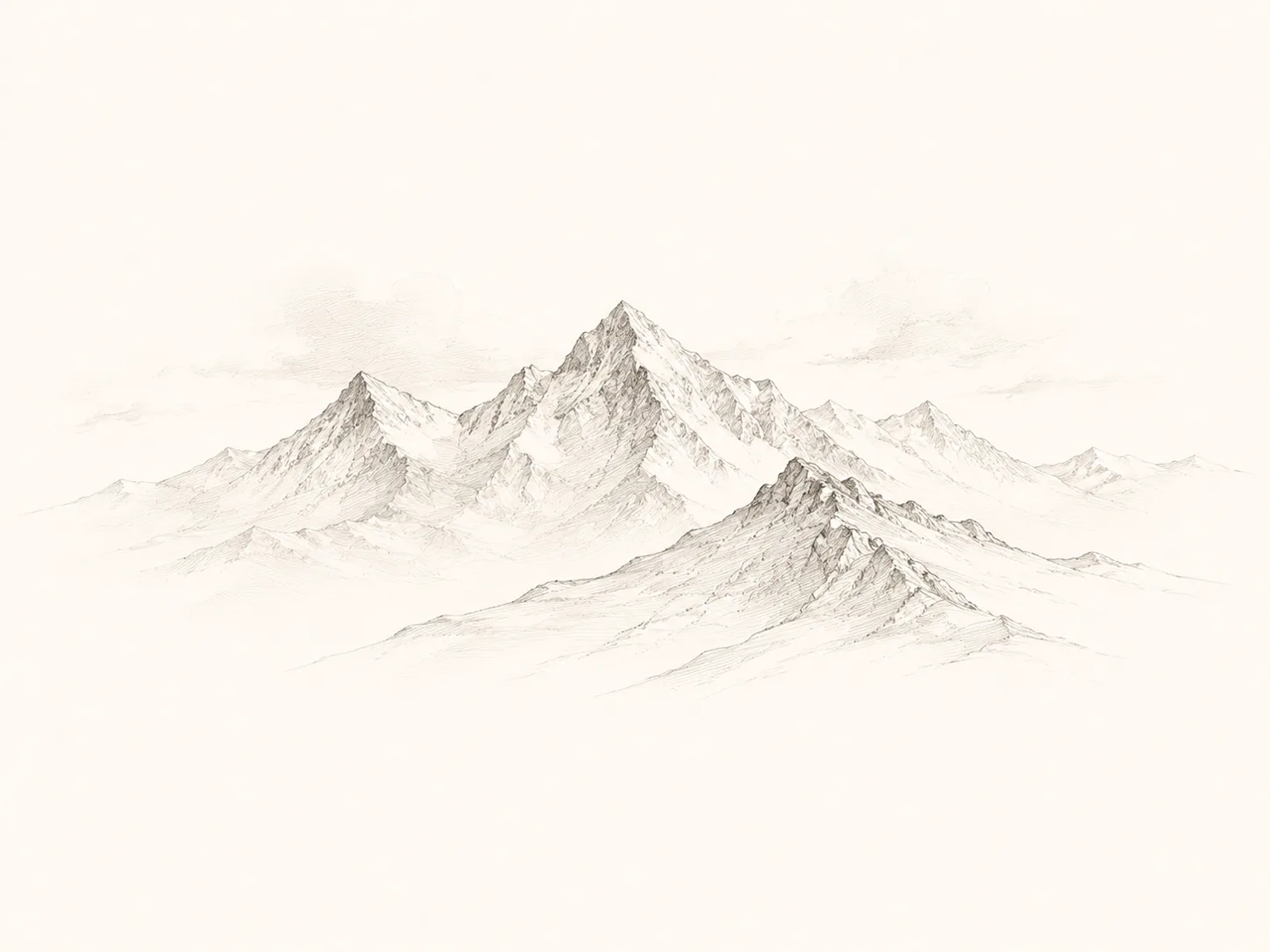 Minimal Ladakh mountain line illustration