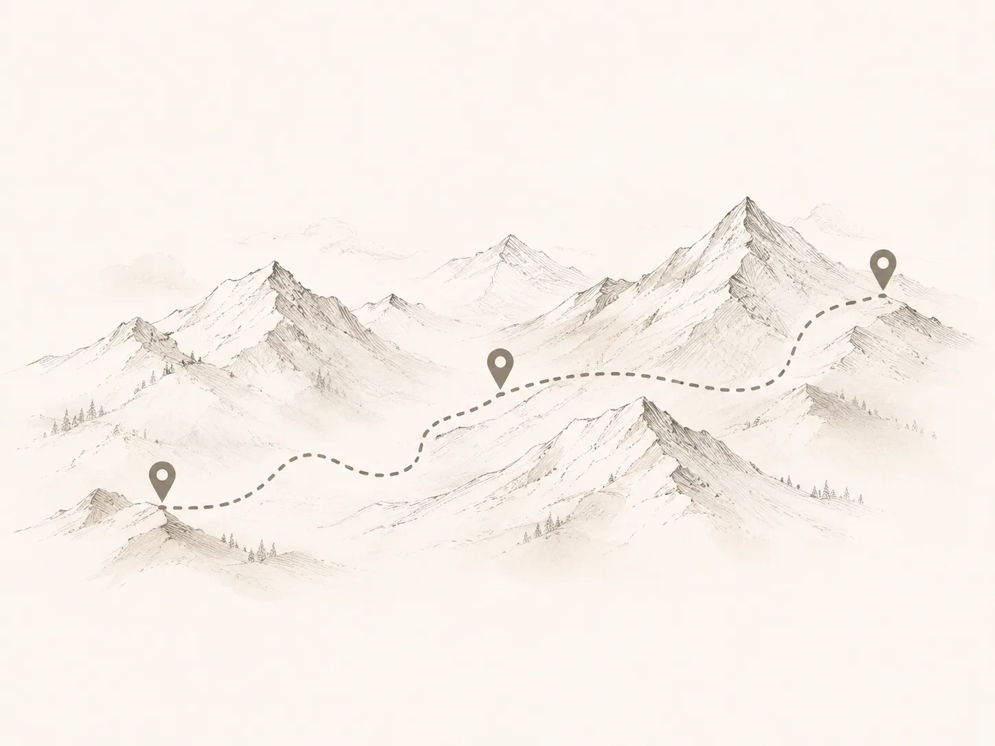Minimal Ladakh trail map illustration